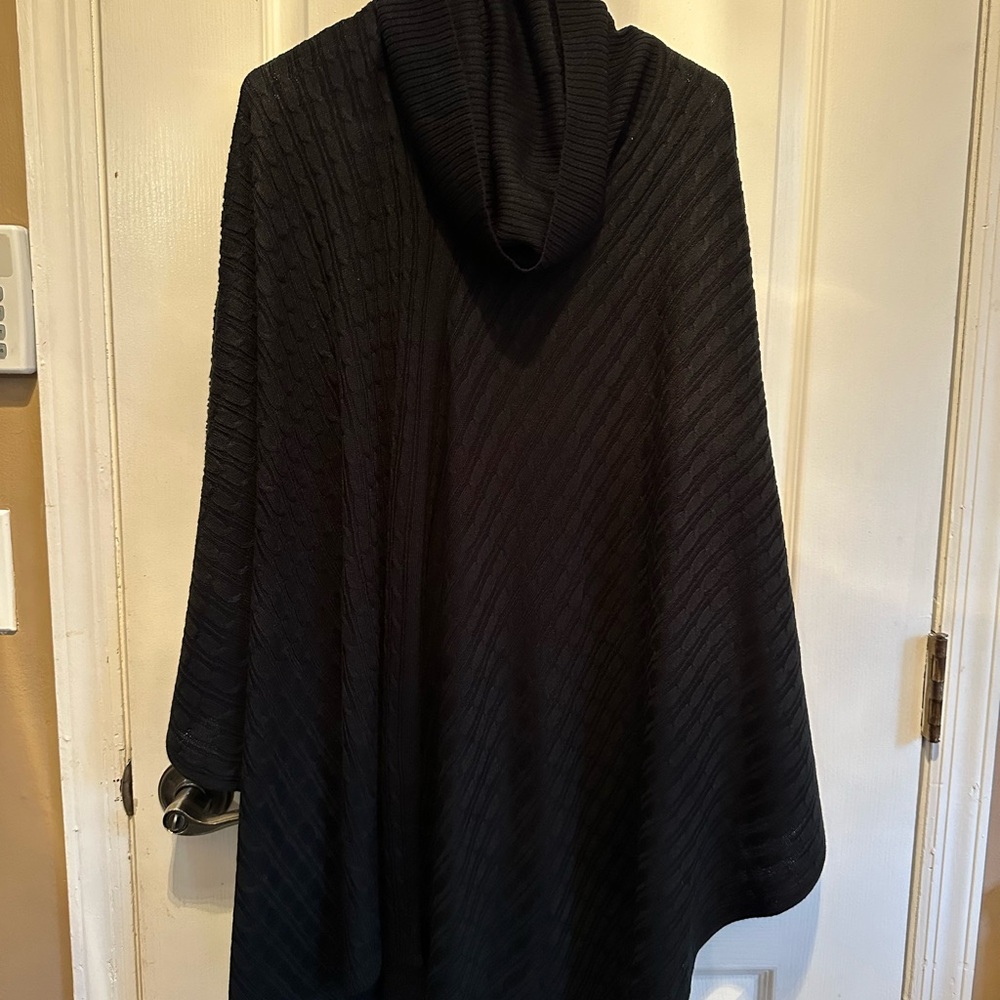 Black Turtleneck Knit Poncho